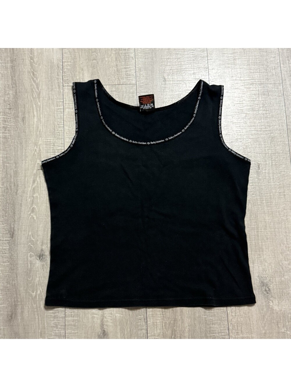 Vintage‎ USA Harley Davidson Tank Top Solid Black Outlined Print Women’s Size 2x - Picture 2 of 8